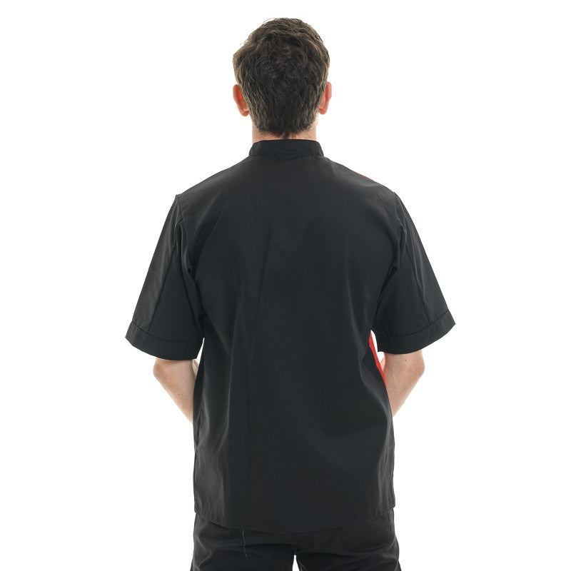 Veste de cuisine noir / rouge coupe coupe toutes morphologies