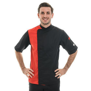Veste de pâtissier noir / rouge