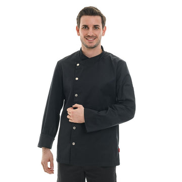 Veste de cuisine homme noire MOUTARDE