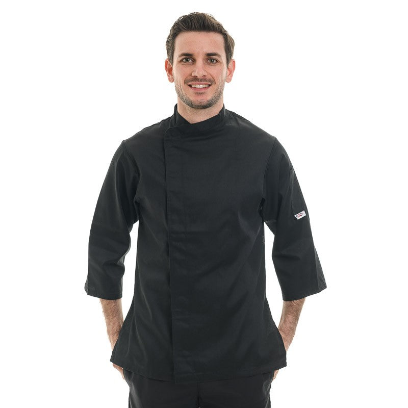 VESTE DE CUISINE MANCHES 3/4, noir sobre et légère