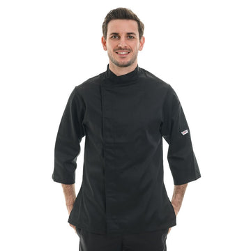 VESTE DE CUISINE MANCHES 3/4, noir sobre et légère