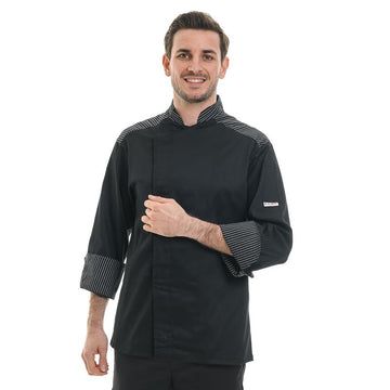 veste de cuisine détails rayures