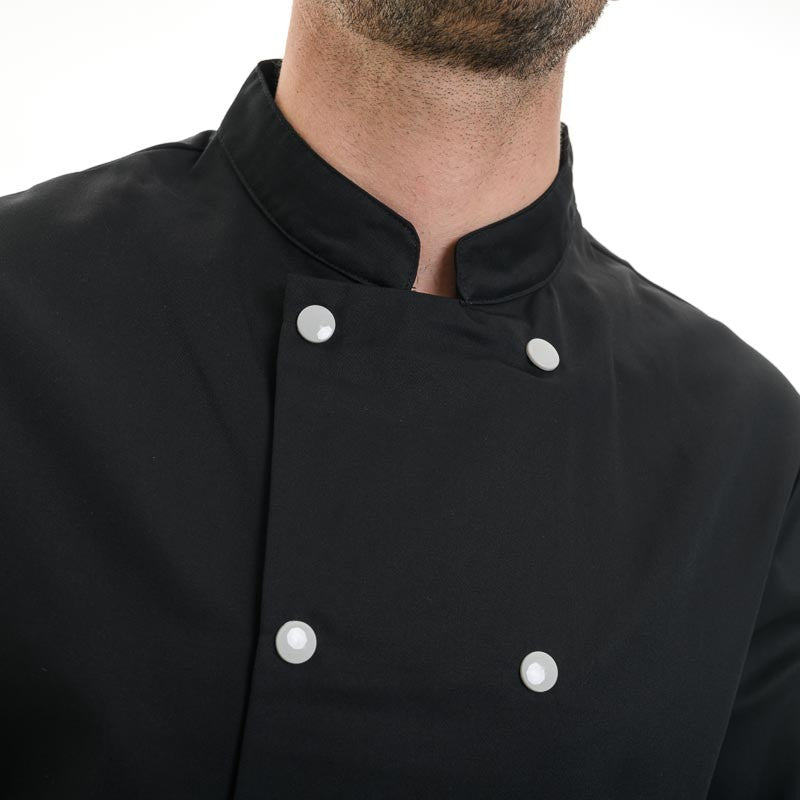 Veste de cuisine à col officier et boutons symétriques