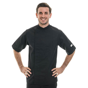 Veste de pâtissier noire Classic Manches Courtes