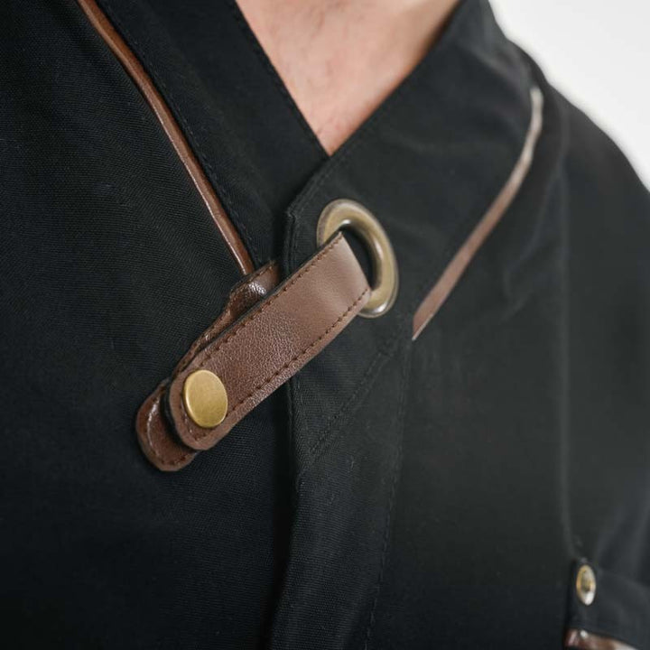 Tunique de cuisine noire à empiècement similicuir