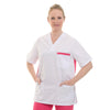 Tunique Médicale Blanche et Rose Lavable à 60° - MANELLI