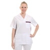 Blouse Médicale Femme Blanc avec Détails Prune - MANELLI