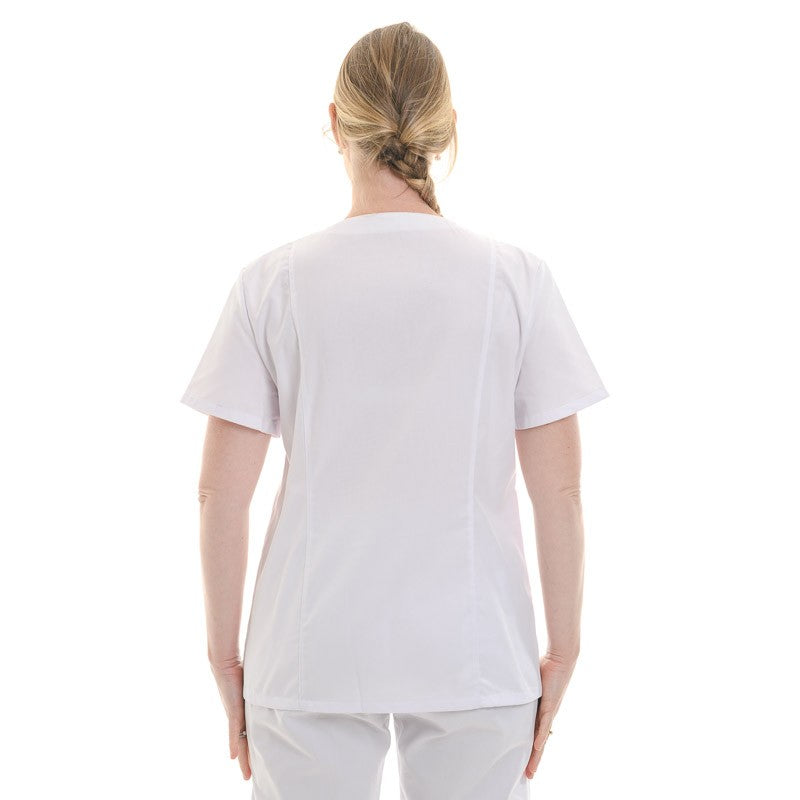 Blouse médicale fermeture éclair blanche femme manche courte promotion pas cher