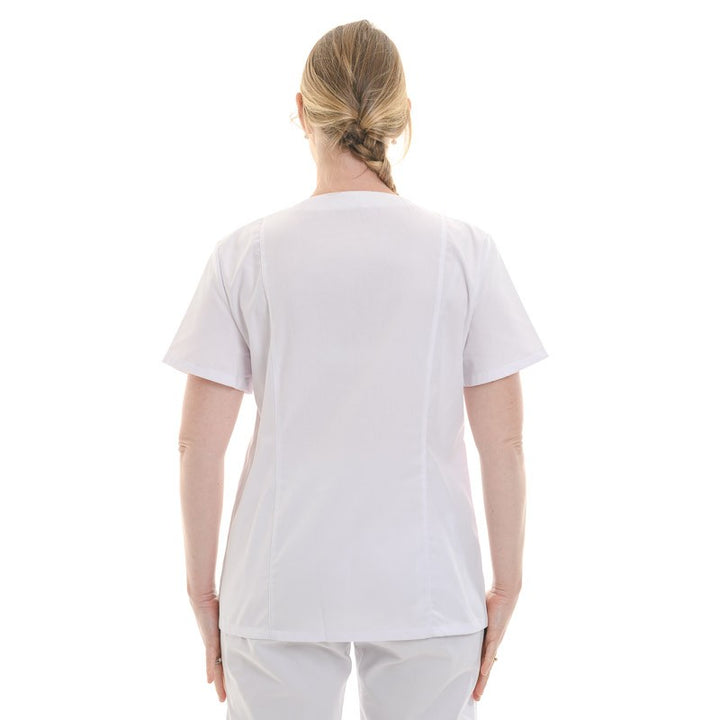 Blouse médicale fermeture éclair blanche femme manche courte promotion pas cher