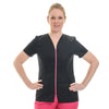 Blouse Médicale Femme Manches Courtes Noire avec Détails Colorés - MANELLI