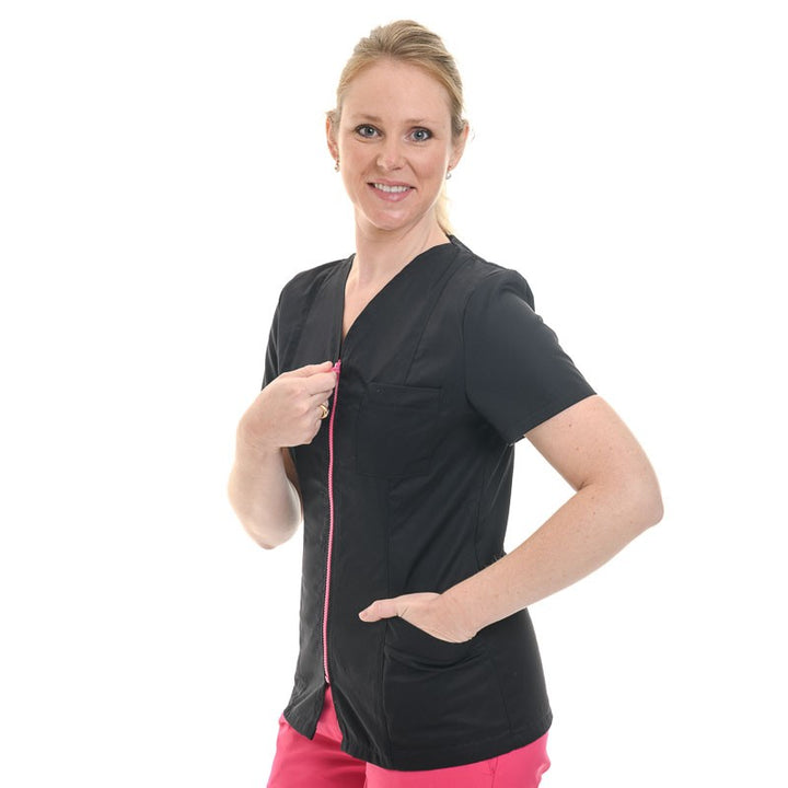 Blouse medicale noire et rose