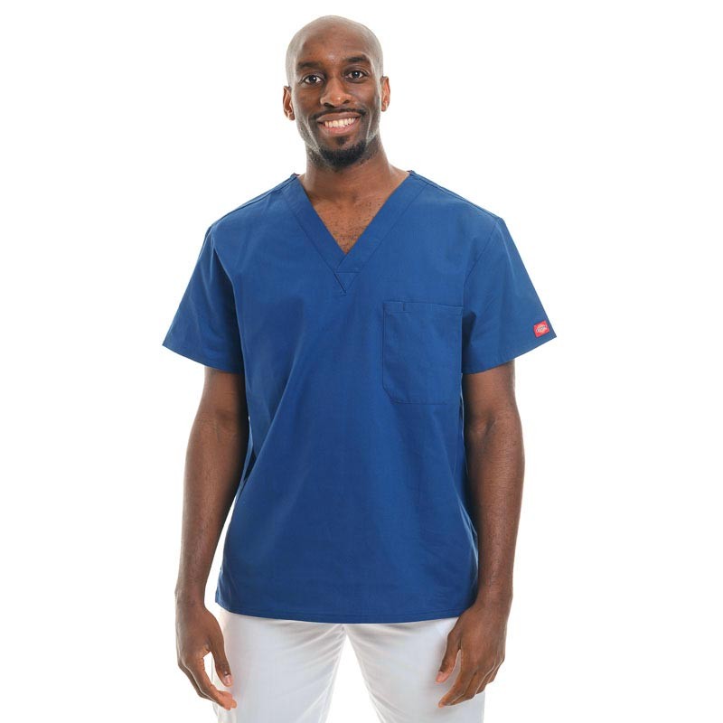 Tunique médicale col V mixte bleu roi