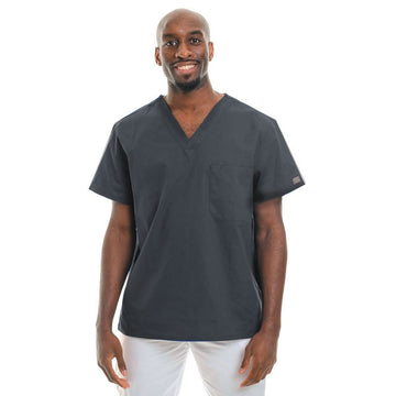 Tunique médicale col V mixte gris anthracite