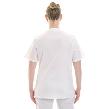 Tunique médicale blanche femme liseré Rose col en V