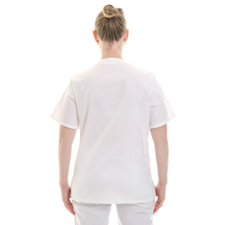 Tunique médicale blanche femme liseré Rose col en V