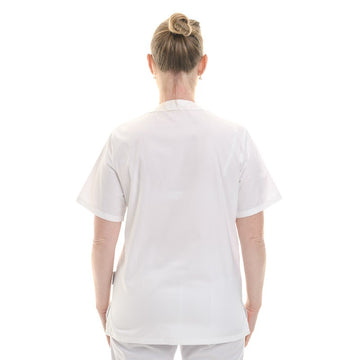 Tunique médicale blanche mixte liseré Bordeaux col en V