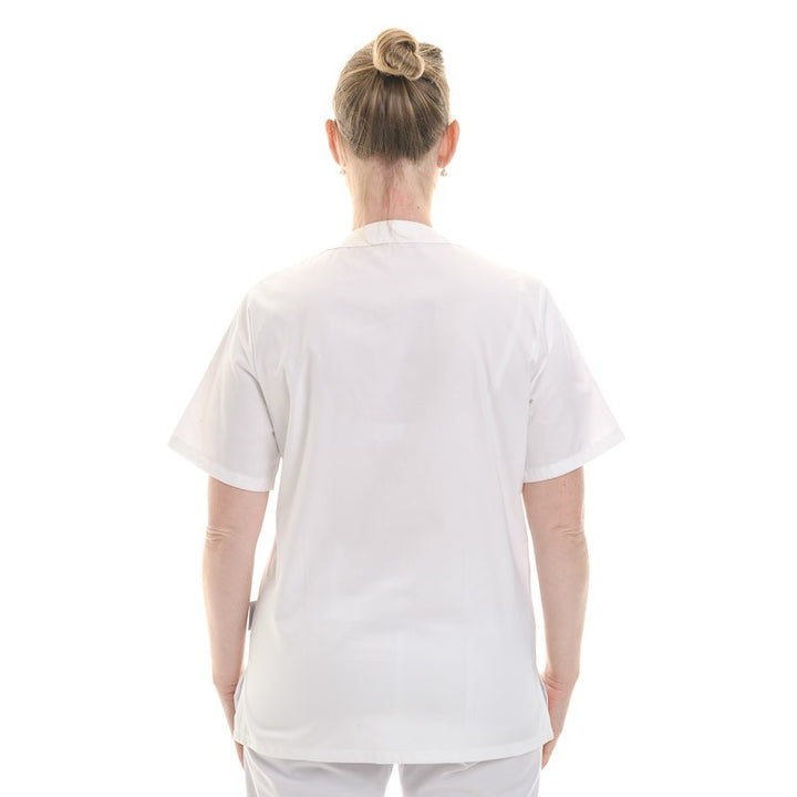 Tunique médicale blanche mixte liseré Bordeaux col en V