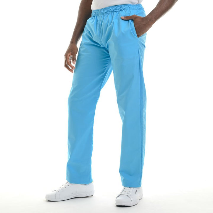 pantalon coupe droite ceinture élastique bleu