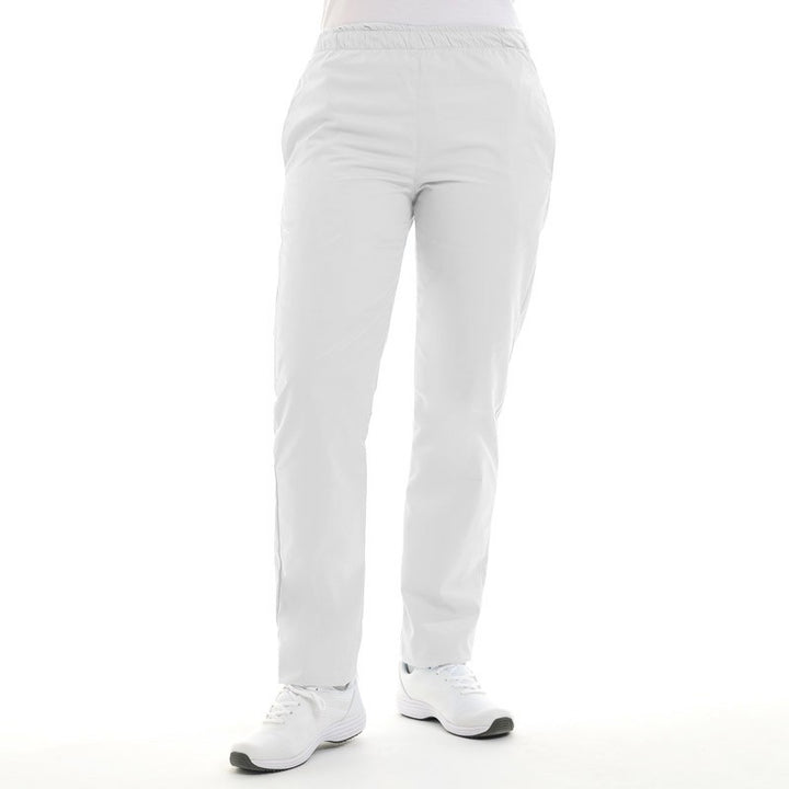 Pantalon médical blanc grande taille homme femme mixte infirmier hôpital aide soignant cordon de serrage