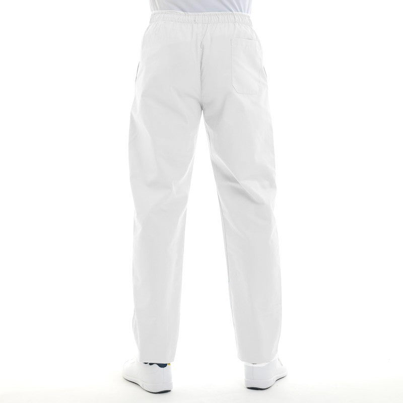Pantalon médical blanc grande taille homme femme mixte infirmier hôpital aide soignant poche arrière