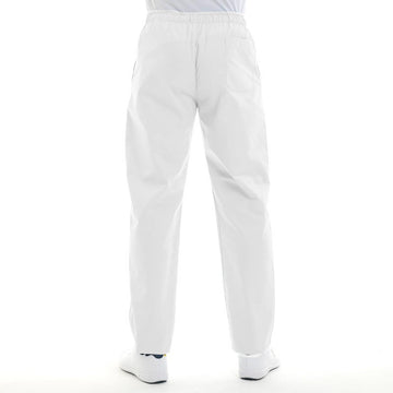 Pantalon médical blanc grande taille homme femme mixte infirmier hôpital aide soignant poche arrière