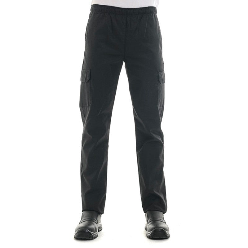 Pantalon de cuisine noir poches latérales