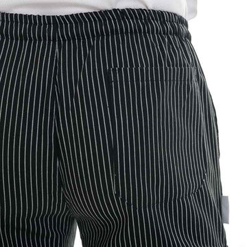 PANTALON DE CUISINE MULTIPOCHE NOIR FINES RAYURES