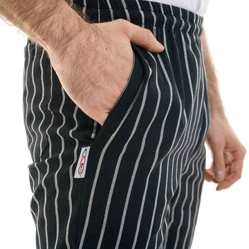 Détail de la ceinture élastiquée du pantalon de cuisine America de la marque Egochef