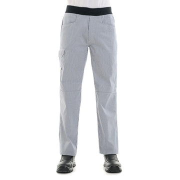 Pantalon de cuisine raye bleu marine confort