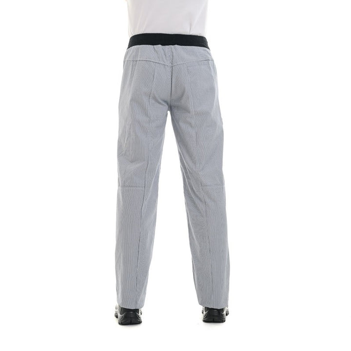 Pantalon de cuisine raye bleu marine ceinture élastique confort