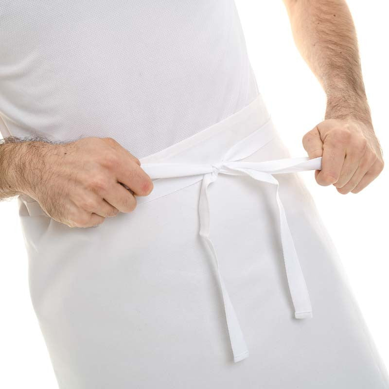 Tablier de cuisine blanc à nouer à la taille