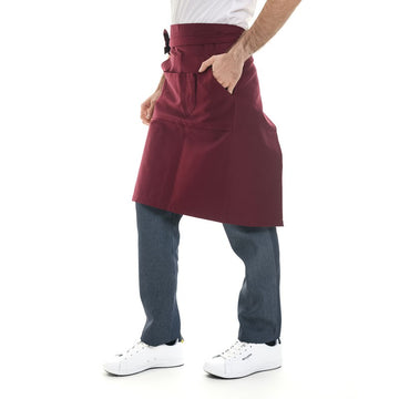 Tablier de cuisine demi-chef bordeaux