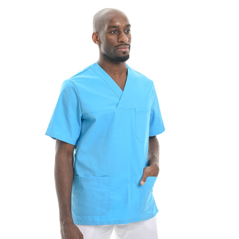 tunique col v de travail bleu homme