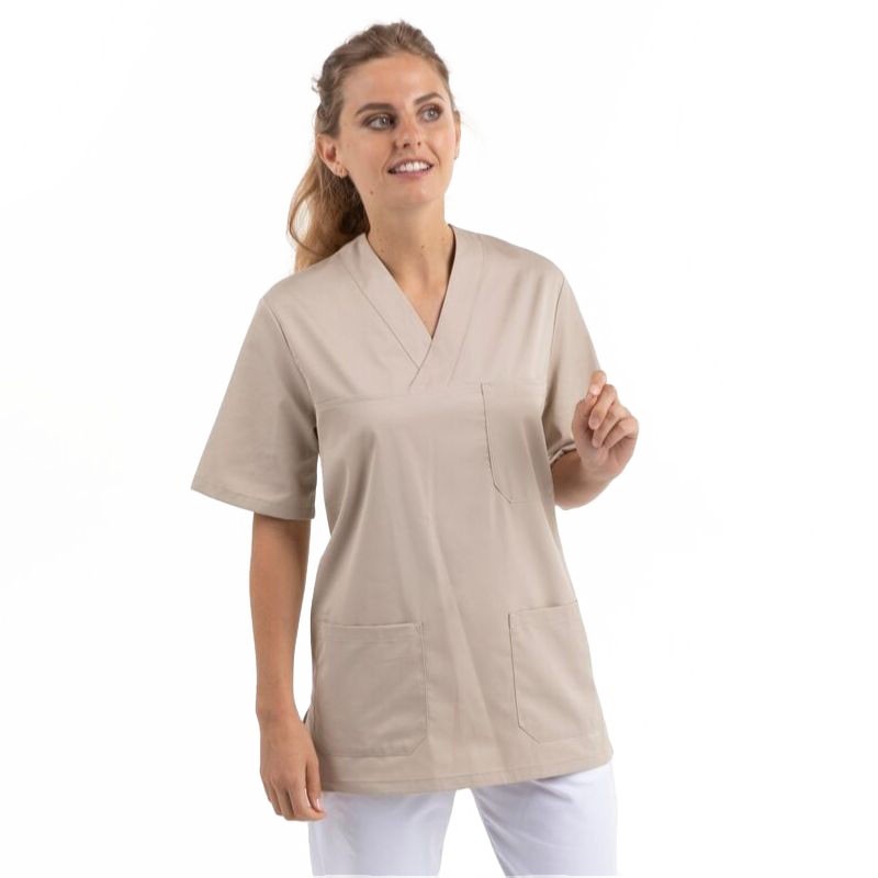 tunique medicale col v beige