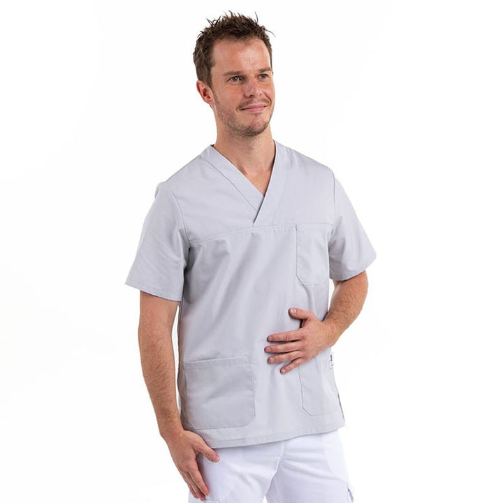 tunique mixte col v grise