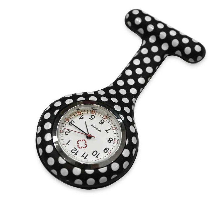 Montre Infirmière noire à pois