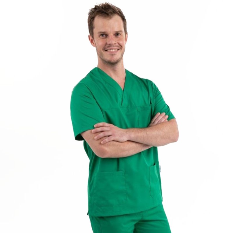 tunique medicale col v verte