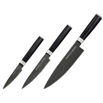 Set de 3 couteaux Chef + Eplucheur + Utilitaire MO-V STONEWASH - SAMURA - 1