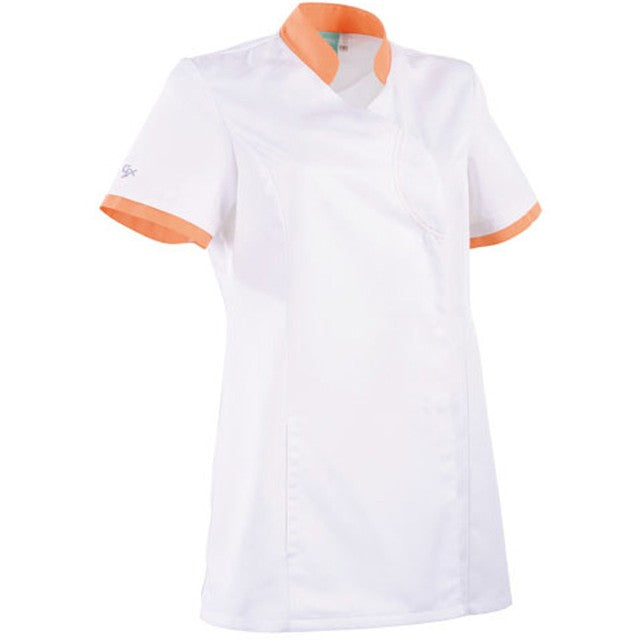 Blouse clemix cintrée 2LIN blanche et orange