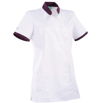 Blouse clemix cintrée 2LIN blanche et prune