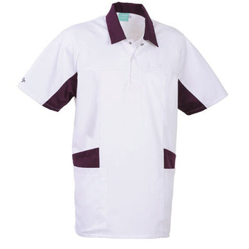 Tunique médicale homme blanche et prune 2LUC