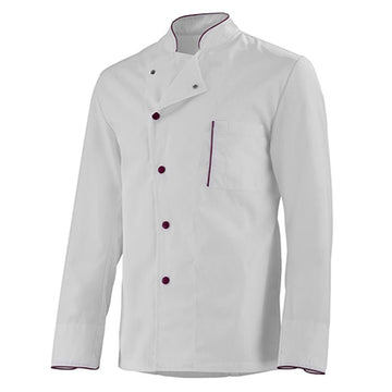 Veste de cuisine professionnelle blanche lafont boutons bordeaux