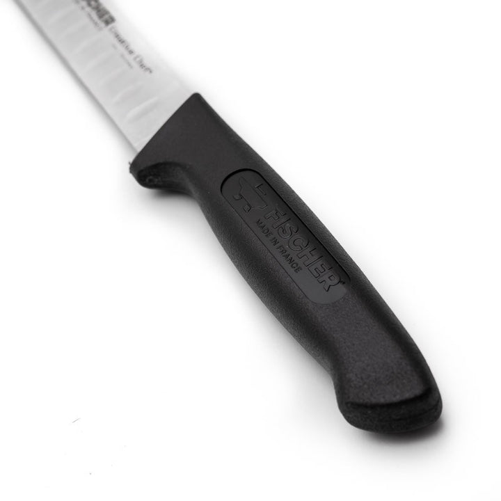 manche Couteau à Jambon / Saumon Alvéolée 33cm Noir - FISCHER