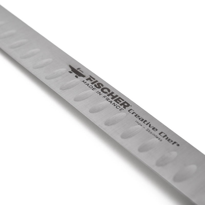 lame Couteau à Jambon / Saumon Alvéolée 33cm Noir - FISCHER