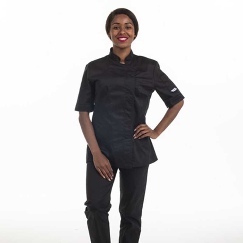 veste de cuisine grande taille noire coupe cintrée