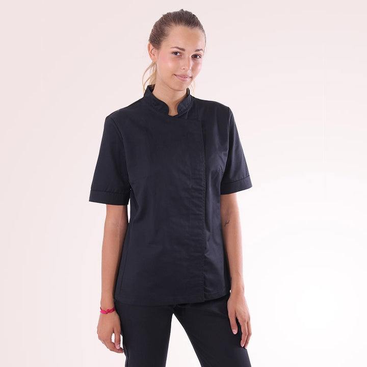 Veste de Cuisine Femme Noire Lady manches courtes