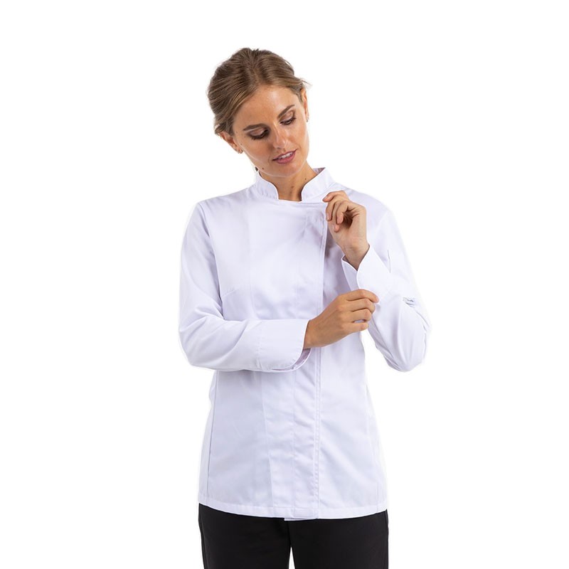 Veste de cuisine blanche manches longues dos Manelli Lady