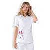 Tunique Médicale Femme Manches Courtes Blanc Motif Chat Rose - CLINIC DRESS
