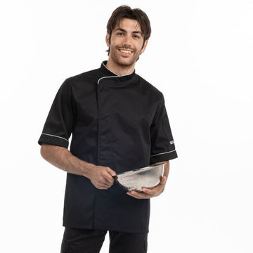 Veste de cuisine noire lis blanc mc