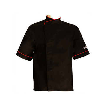 Veste de cuisine noire liseré rouge mc